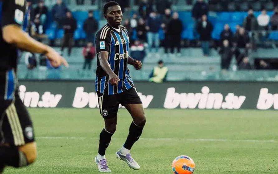 Nigeria midfielder Ebenezer Akinsamiro during a match amid transfer uncertainty involving Inter Milan and Pisa