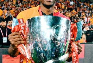 Victor Osimhen celebrating for Galatasaray amid reports he could become the club's next captain.