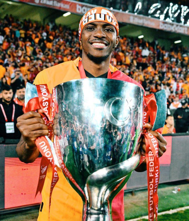 Victor Osimhen celebrating for Galatasaray amid reports he could become the club's next captain.