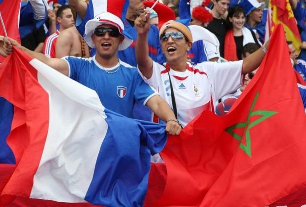 France and Morocco supporters ahead of the FIFA World Cup quarter-final as French authorities appeal for peaceful celebrations
